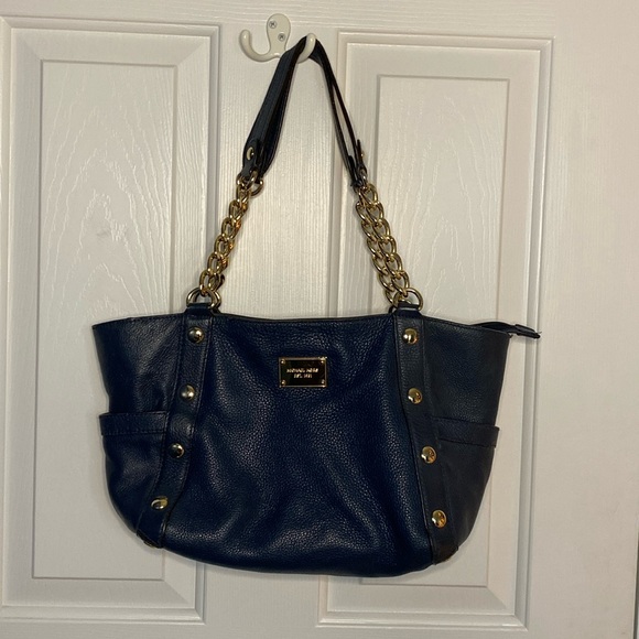 Michael Kors Blue Delancy Leather Bag - Picture 1 of 16